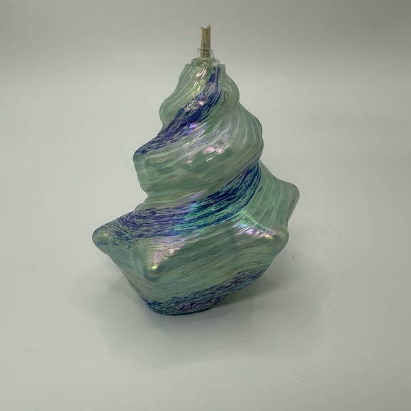 Seashell Shaped Oil Lamp Iridescent Art Glass Beach Decor. Glass Eye USA. - Picture 2 of 6